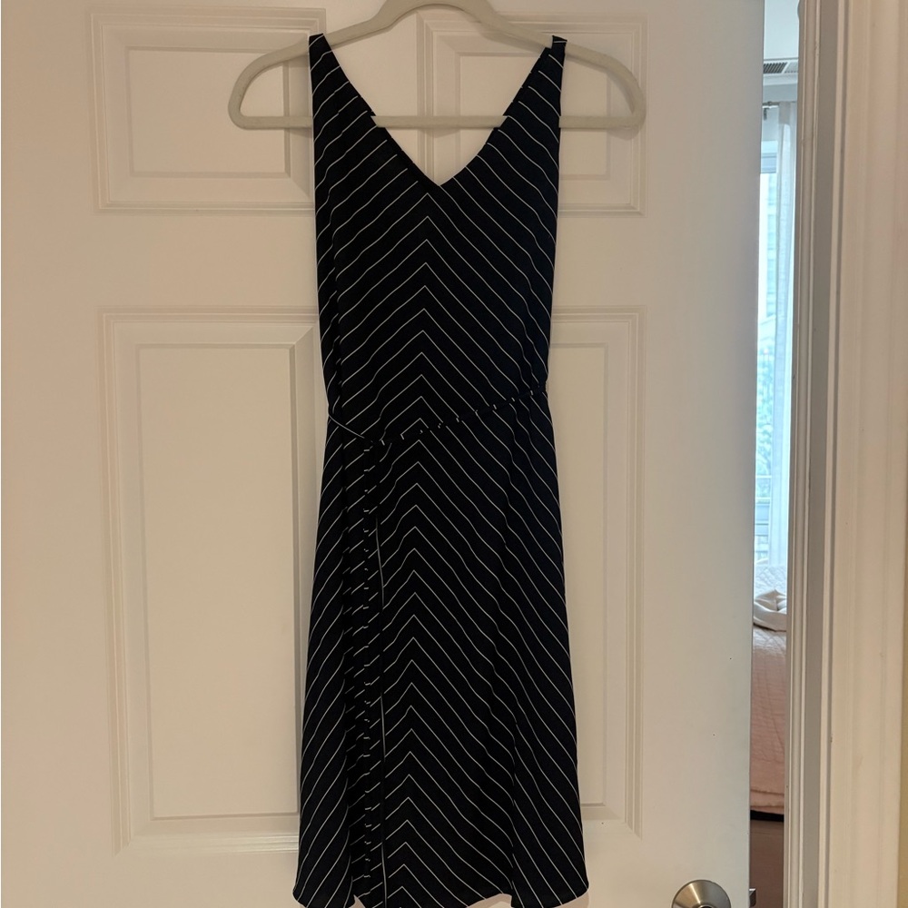 Elegant Black and White Striped Dress